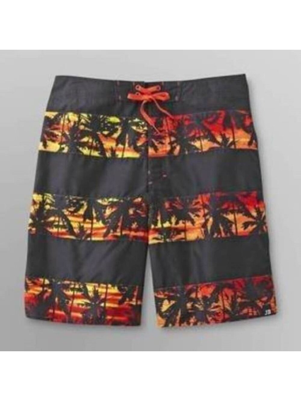 Joe Boxer Board Shorts 30 Mens Red Black Palm Tree Swim Trunks Lightweight 10"